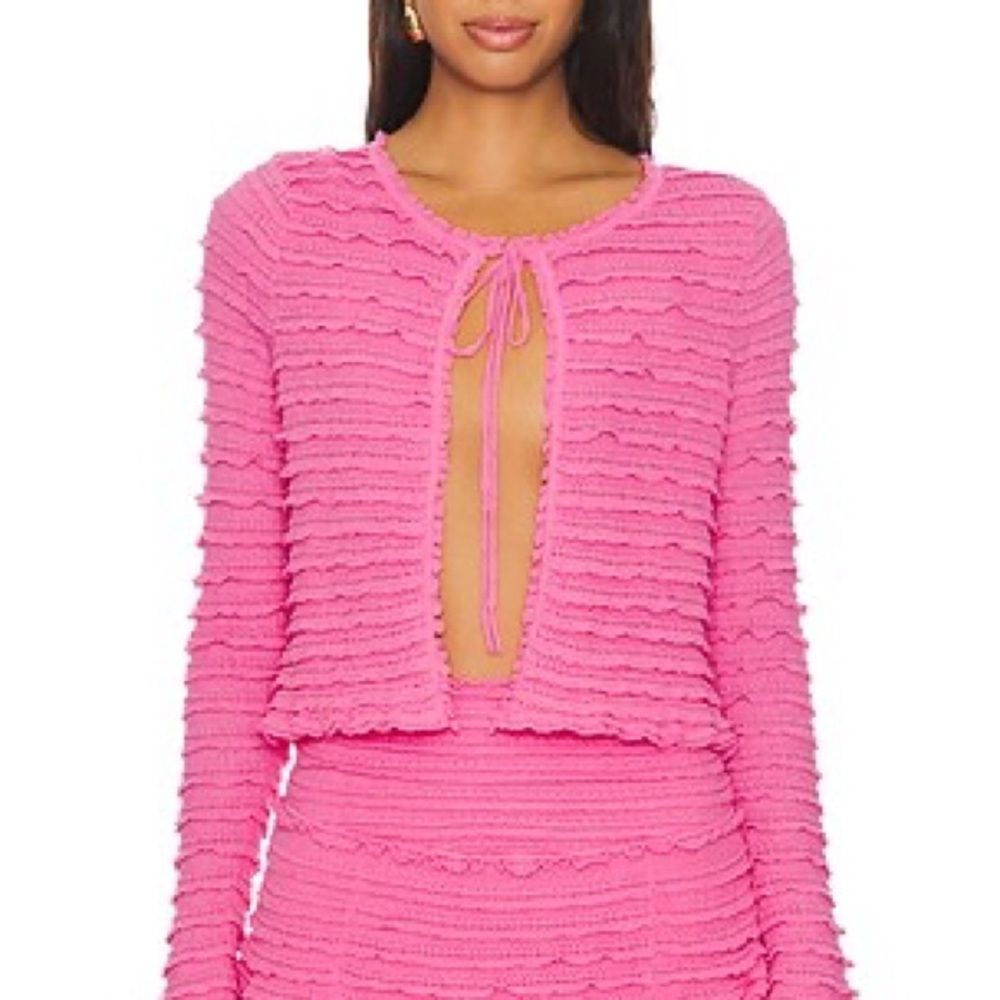 NWT LoveShackFancy Celosia Cardigan in Lovestruck Pink